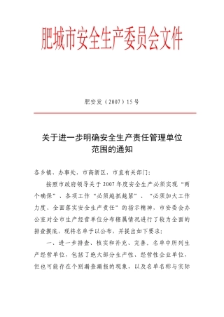 肥城市安全生产委员会文件