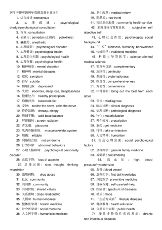 医学考博英语历年真题高频专业词汇