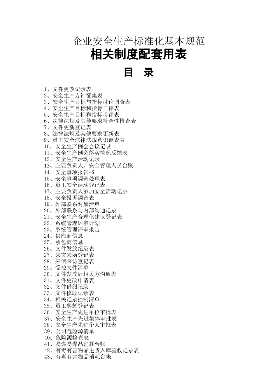 XXXX企业安全生产标准化基本规范配套表格_第1页