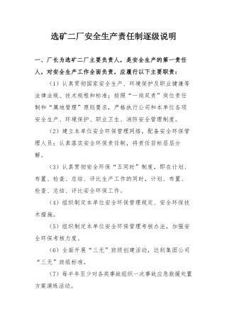 选矿二厂安全生产责任制逐级说明