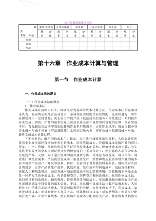 第16章作业成本计算与管理