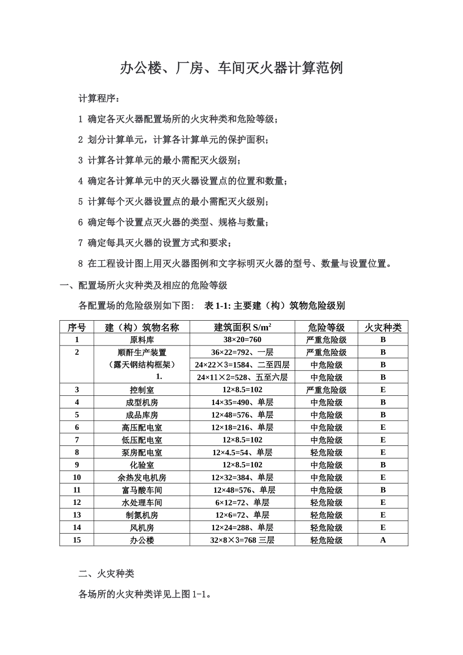 办公楼、厂房、车间灭火器计算范例_第1页