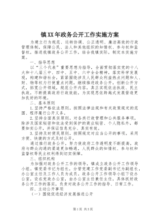 镇XX年政务公开工作方案