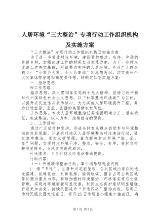 人居环境“三大整治”专项行动工作组织机构及方案
