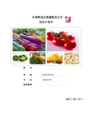 果蔬配送创业计划书