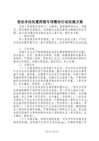 查处非法处置药渣专项整治行动方案