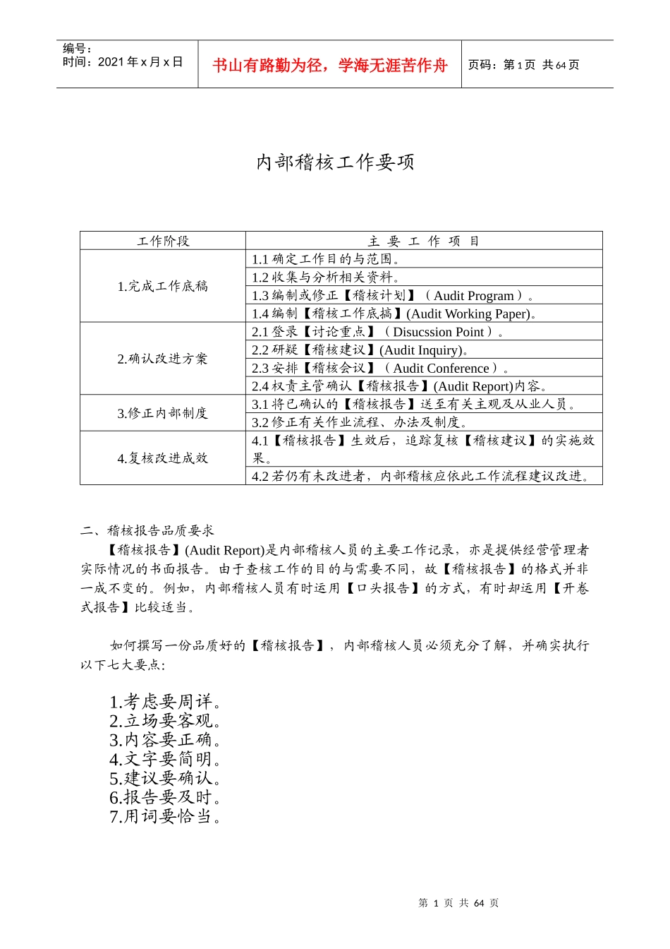某企业内控稽核作业手册_第1页