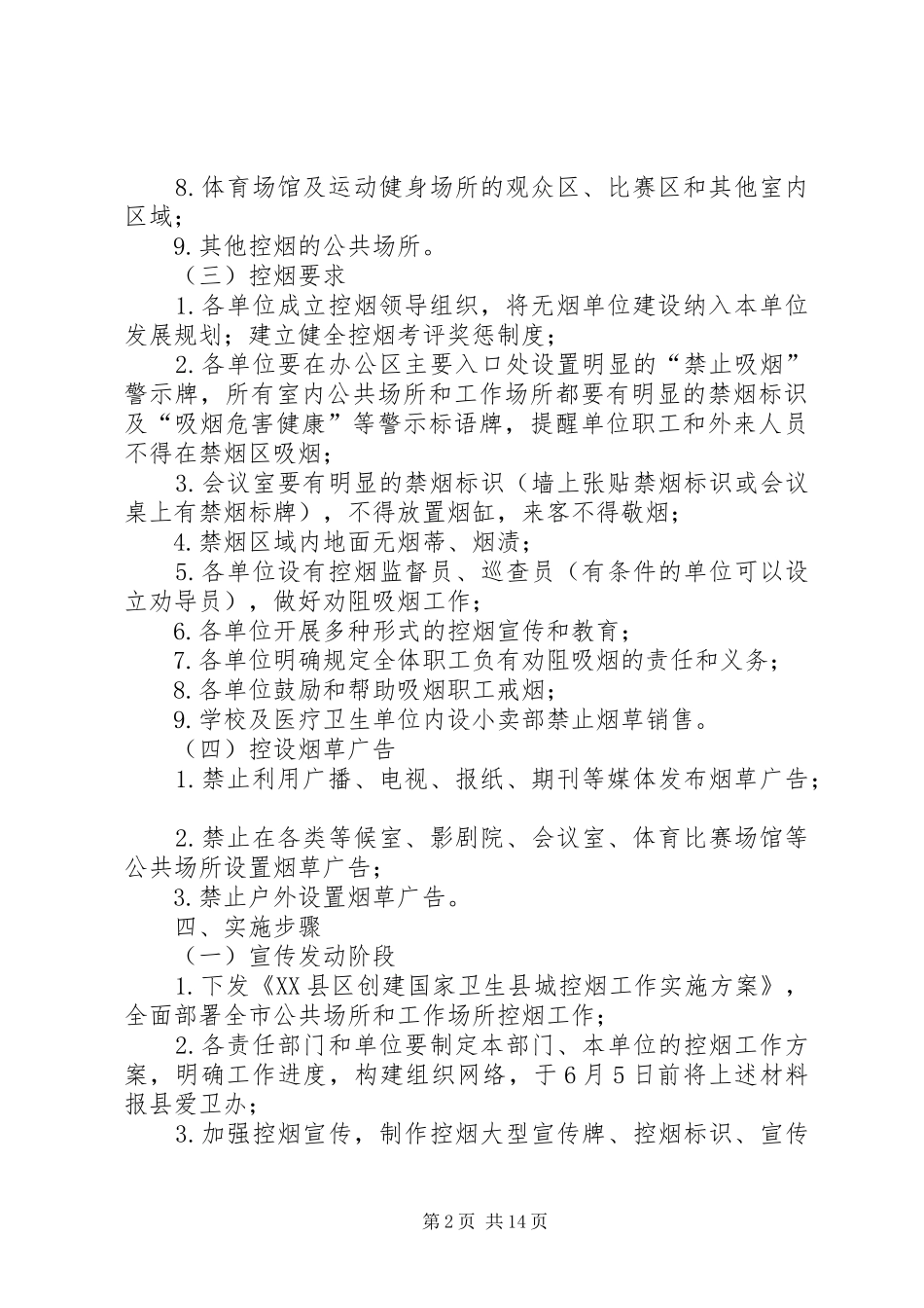 青山社区卫生服务中心创建国家卫生城控烟工作方案_第2页
