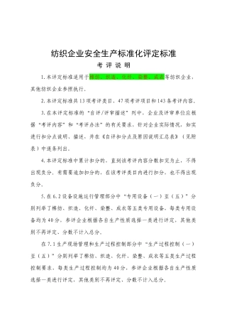 纺织行业及企业安全生产管理知识标准