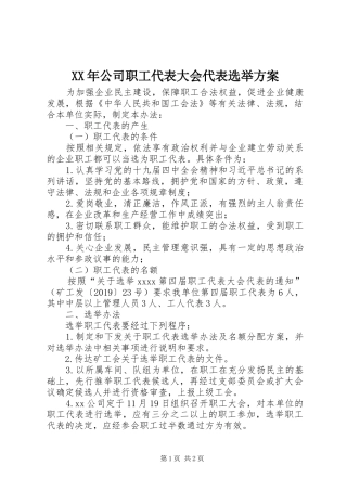 XX年公司职工代表大会代表选举实施方案