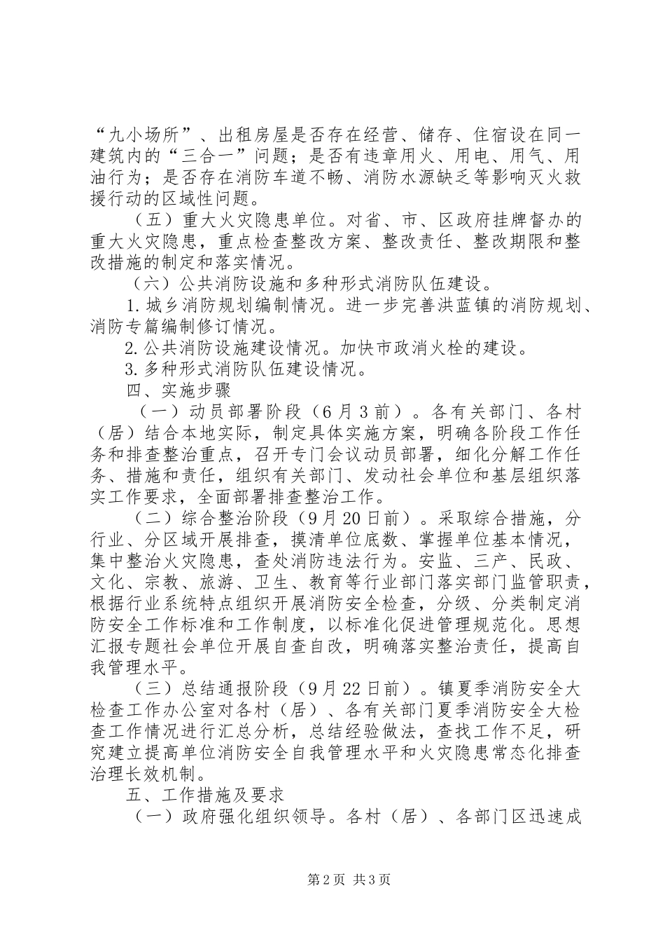 乡镇夏季消防安全大检查工作实施方案_第2页