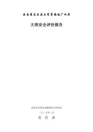 马关县夹寒箐镇铅厂大坝安全评价报告