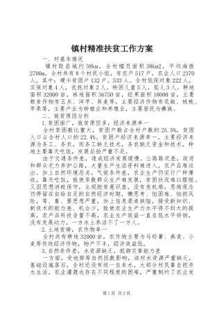 镇村精准扶贫工作实施方案