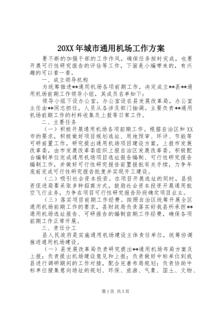 XX年城市通用机场工作实施方案