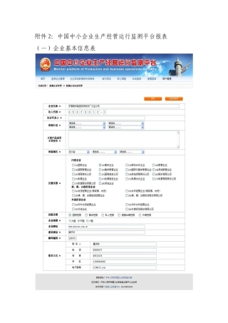 国家中小企业生产经营运行监测平台报表-附件2：中国中小企
