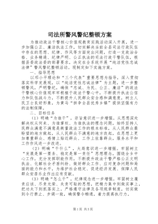 司法所警风警纪整顿实施方案