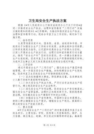 卫生局安全生产执法实施方案