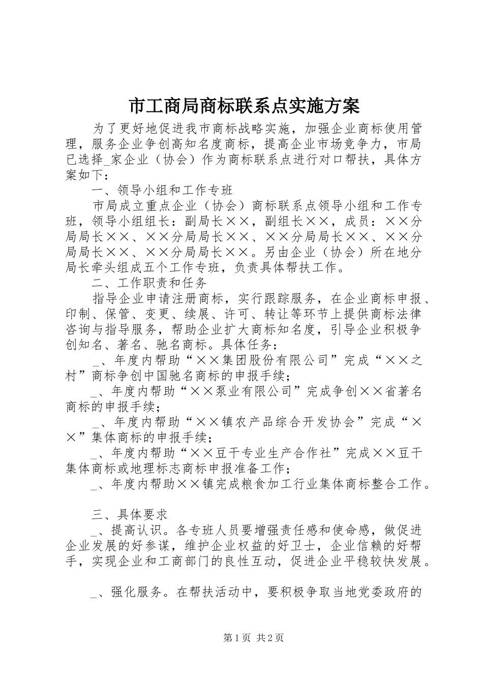 市工商局商标联系点方案_第1页