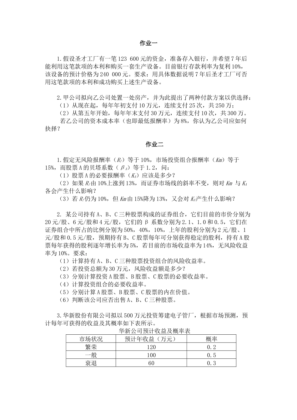 湘潭大学财务管理财务管理作业_第1页