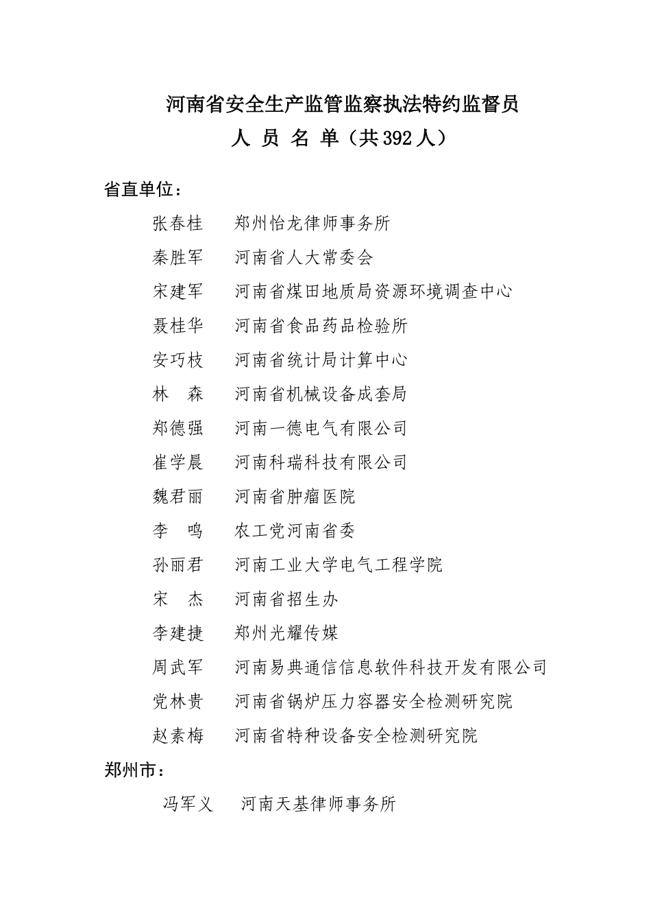 河南省安全生产监管监察执法特约监督员_第1页