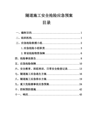 隧道安全预案
