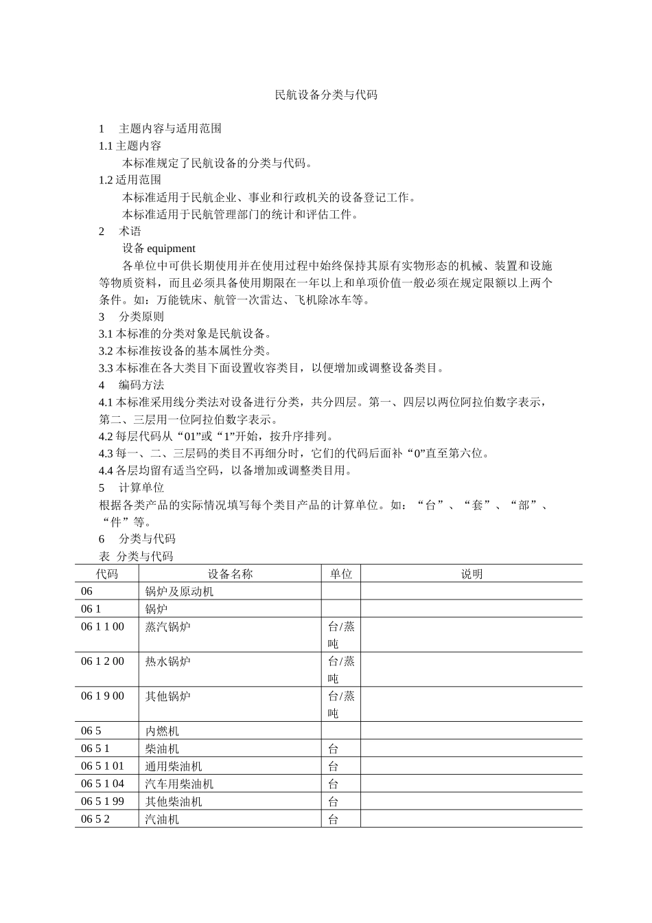 民航设备分类与代码_第1页