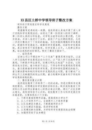 XX县区土桥中学领导班子整改实施方案