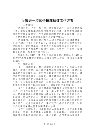 乡镇进一步加快精准扶贫工作实施方案