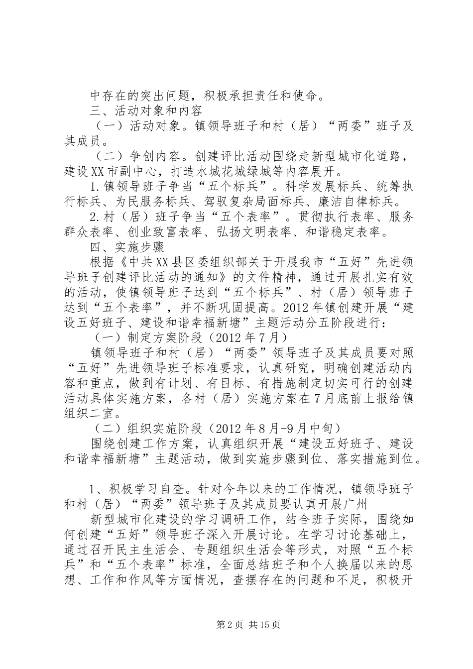 XX镇开展“五好”班子创建评比活动方案_第2页