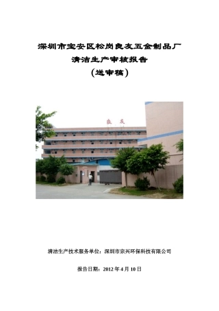 深圳市良友五金制品厂清洁生产审核报告(送审稿)