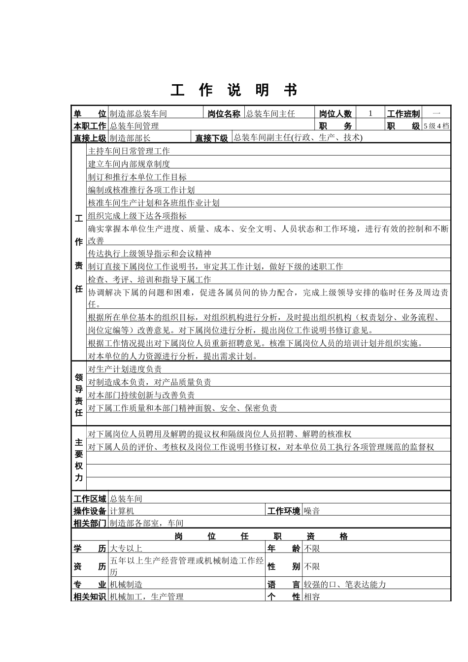 总装车间工作说明书_第1页