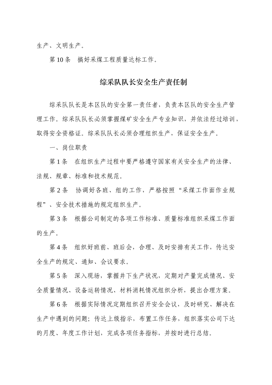 综采队安全生产责任制(2018年修订版)_第2页