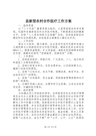 县新型农村合作医疗工作实施方案