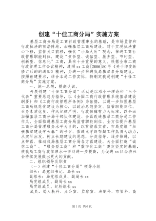 创建“十佳工商分局”方案