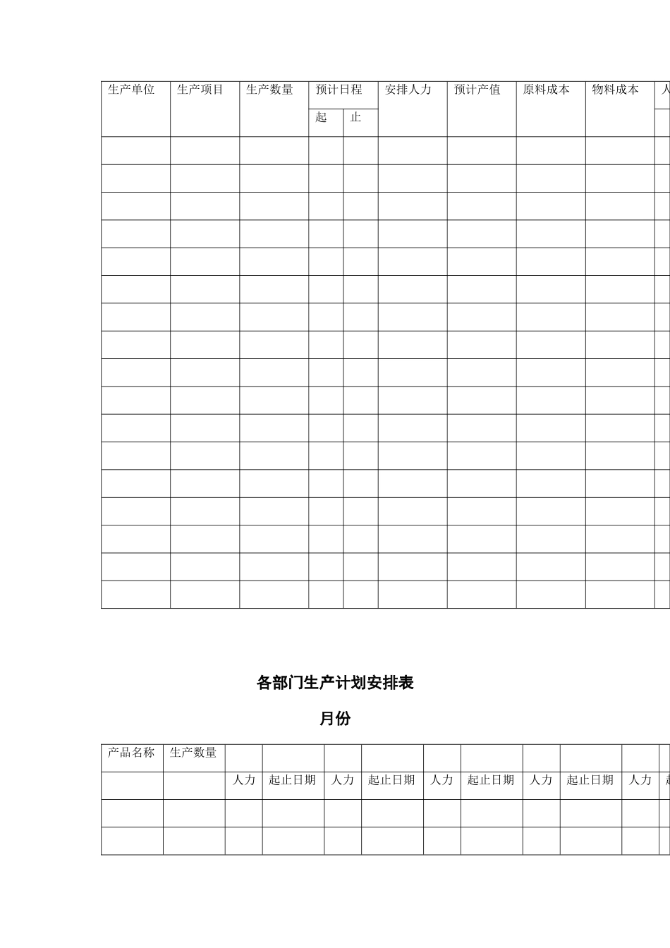 公司生产计划安排表汇总_第2页
