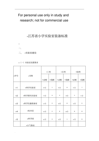 小学科学实验室建设标准