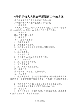 关于组织镇人大代表开展视察工作的实施方案