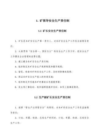 兴运煤业矿井安全生产责任制