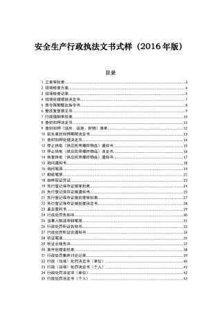 安生生产执法文书样式2017