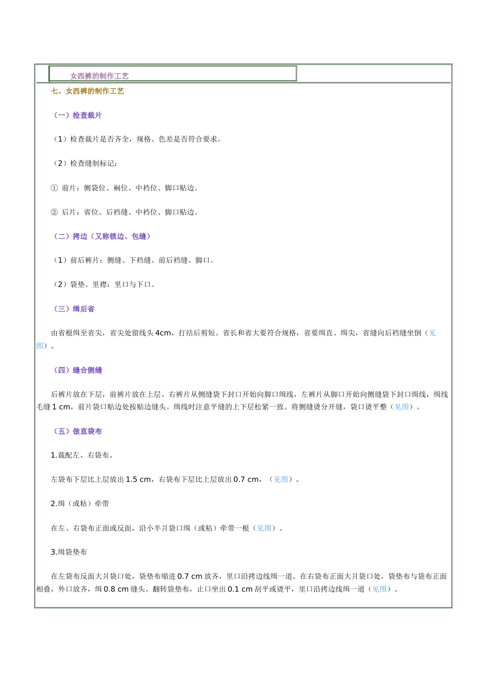 女西裤的制作工艺_第1页