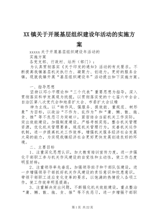 XX镇关于开展基层组织建设年活动的方案