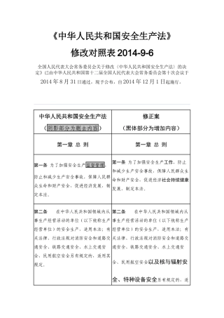 安全生产法新旧对照