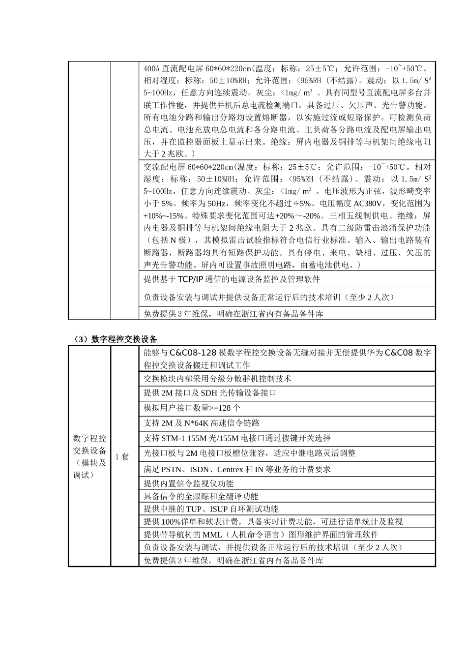 程控交换及传输设备技术参数_第2页