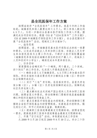 县全民医保年工作实施方案