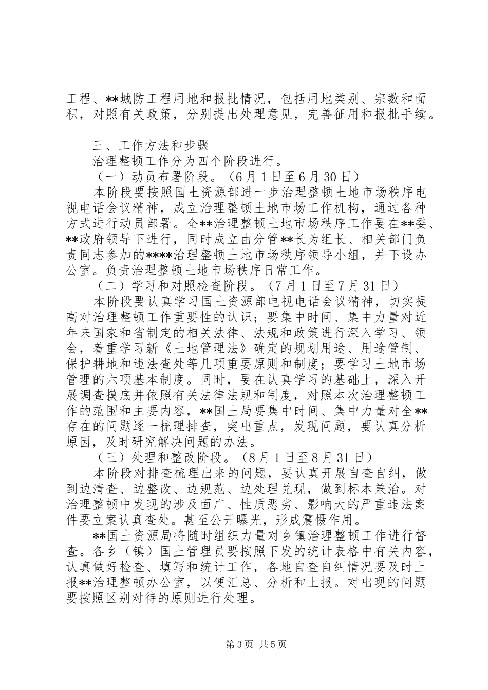 治理整顿土地市场秩序实施方案_第3页