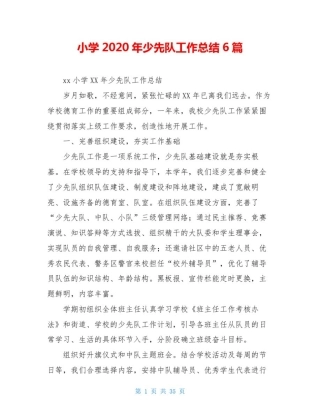 小学2020年少先队工作总结6篇