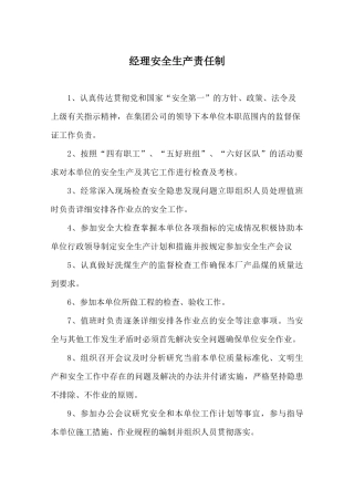 洗煤厂安全生产责任制