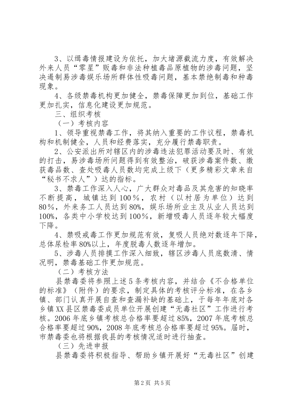 XX年XX年创建无毒社区工作实施方案_第2页