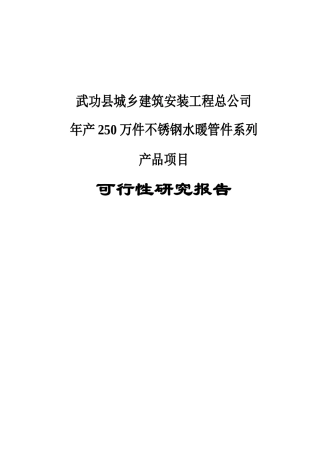 某不锈钢水暖管件系列可行性研究报告