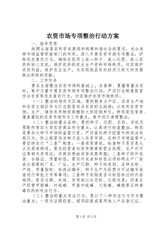 农资市场专项整治行动实施方案